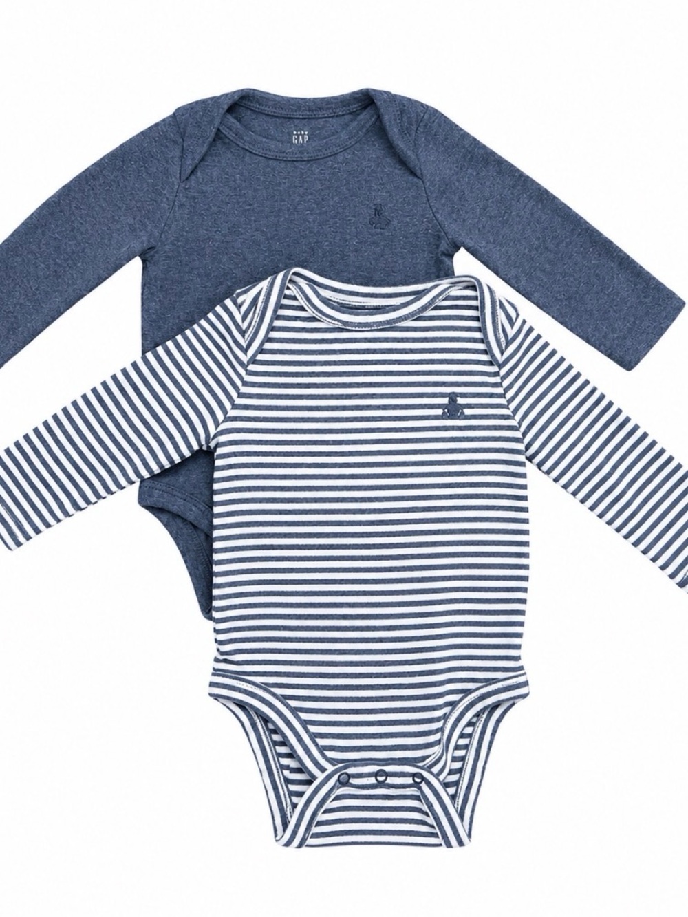 GAP Navy Solid & Navy-White Striped Long-Sleeve Baby One-Piece 2-Pack